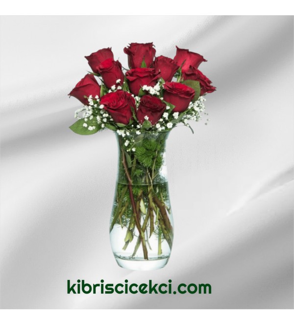 Vazoda 11 Kırmızı Gül